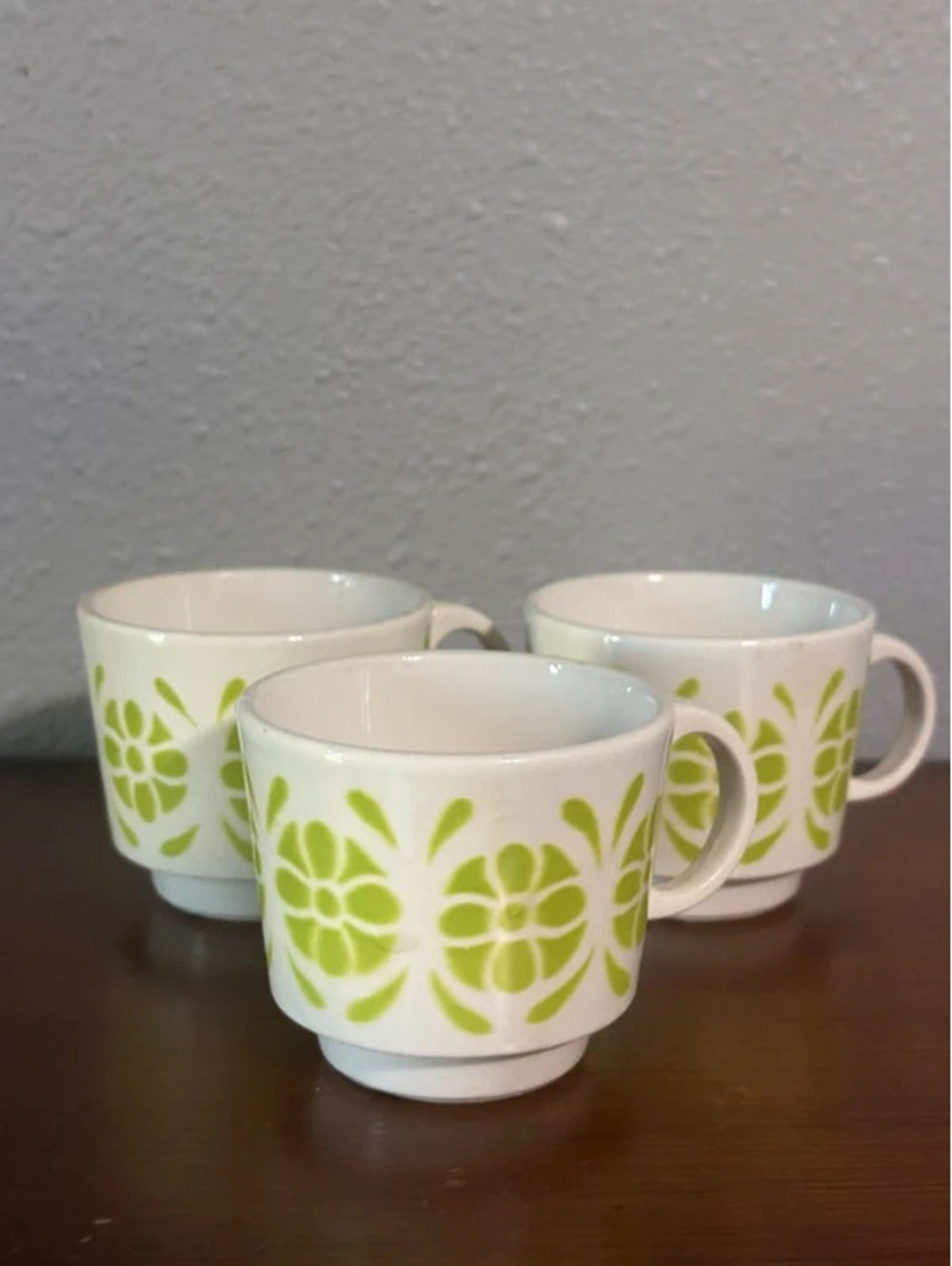 Set of 3 small floral mugs Sarreguemines